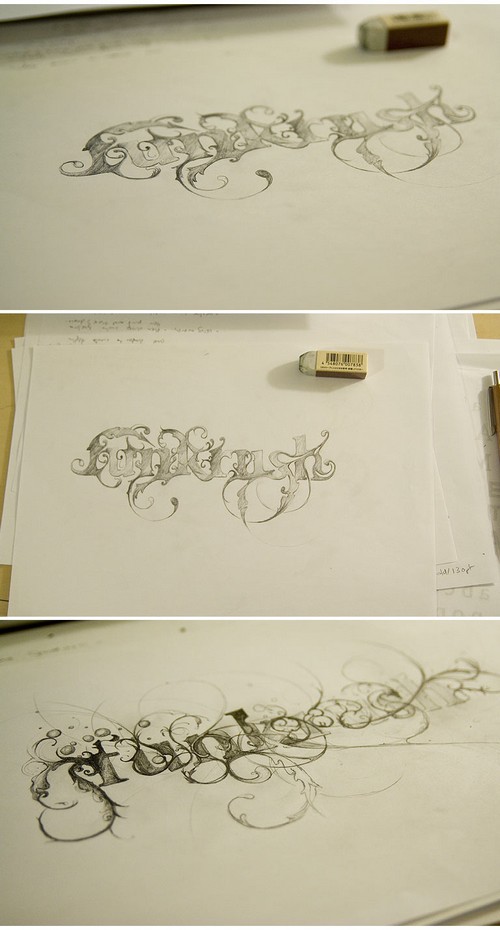 lee25 lettering pencil sketch