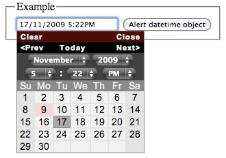 jQuery date and time picker