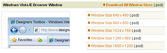 Vista IE окно браузера разных размеров